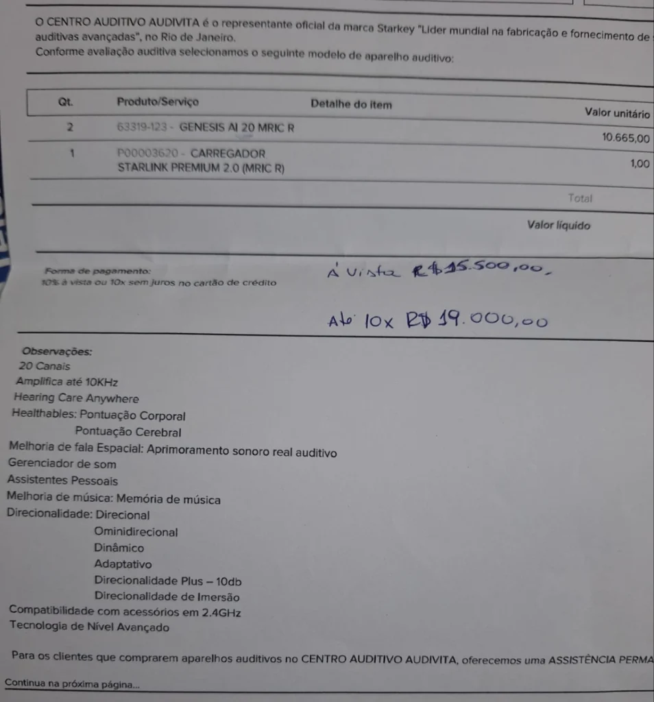 Guia do ORÇAMENTO de Aparelho Auditivo em 2026: fotos reais orçamento aparelho auditivo starkey